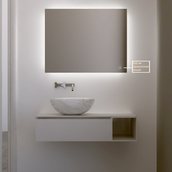 Specchio Da Bagno retroilluminato LED SMART (150x80cm) Retroiluminato con  illuminazione con Interruttore Freddo Bianco
